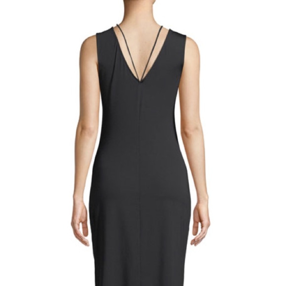 Theory ruched black string midi dress size medium - Picture 6 of 6